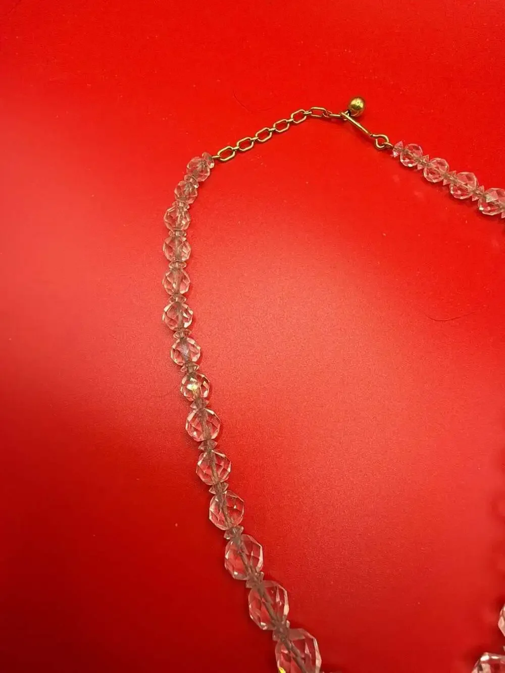 Vintage Clear Faceted Crystal Graduated Bead Necklace